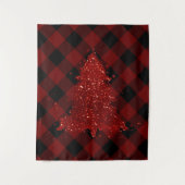 Rustikaler Weihnachtsbaum Buffalo Kariert Dark Red Wandteppich (Vorderseite)