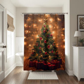 Rustikaler Weihnachtsbaum-Duschvorhang Duschvorhang
