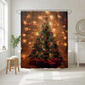 Rustikaler Weihnachtsbaum-Duschvorhang Duschvorhang