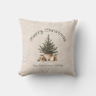 Rustikaler Weihnachtsbaum Familienname Weihnachten Kissen