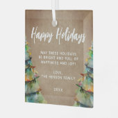 Rustikaler Weihnachtsbaum Familienurlaub Ornament Aus Glas (Vorderseite links)