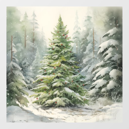 Rustikaler Weihnachtsbaum Fensteraufkleber (Blatt)