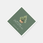 Rustikaler Weihnachtsbaum im Korb Dusty Green Serviette (Ecke)