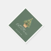 Rustikaler Weihnachtsbaum im Korb Dusty Green Serviette (Ecke)