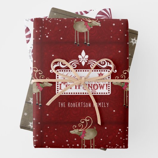 Rustikaler Weihnachtsbaum Lassen Sie ihn Peppermin Geschenkpapier Set (Beispiel)