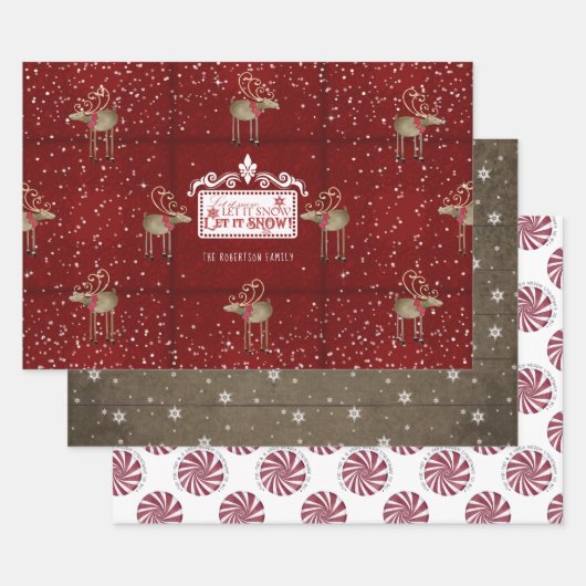 Rustikaler Weihnachtsbaum Lassen Sie ihn Peppermin Geschenkpapier Set (Set)