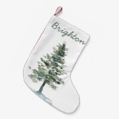 Rustikaler Weihnachtsbaum mit Licht und Namen Kleiner Weihnachtsstrumpf (Vorderansicht (hängend))