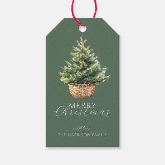 Rustikaler Weihnachtsbaum mit personalisiertem Fot Geschenkanhänger (Vorderseite)