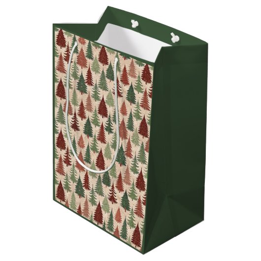 Rustikaler Weihnachtsbaum Mittlere Geschenktüte (Rückseite Schrägansicht)