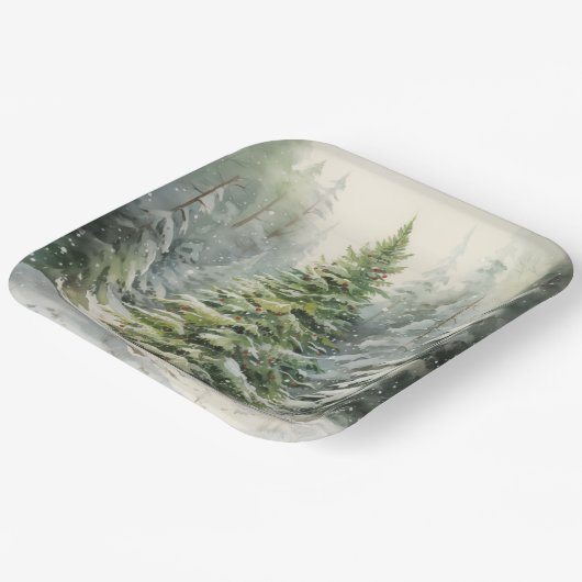 Rustikaler Weihnachtsbaum Pappteller (Gewinkelt)