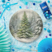 Rustikaler Weihnachtsbaum Pappteller (Party)