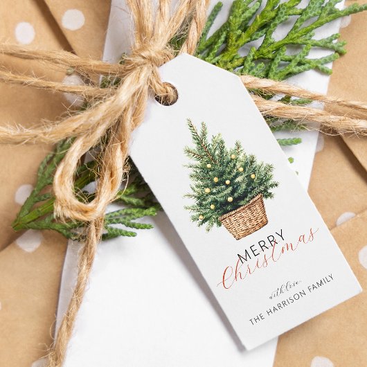 Rustikaler Weihnachtsbaum personalisiert Geschenkanhänger