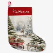 Rustikaler Weihnachtsbaum Personalisiert Kleiner Weihnachtsstrumpf (Vorderseite)