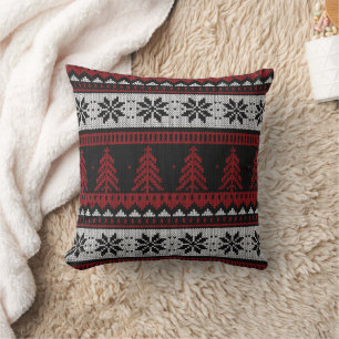 Rustikaler Weihnachtsbaum-Pullover-Muster-Wurfkiss Kissen