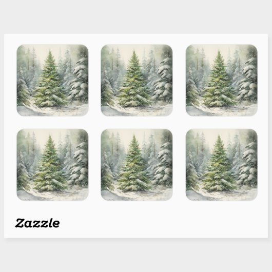 Rustikaler Weihnachtsbaum Quadratischer Aufkleber (Blatt)