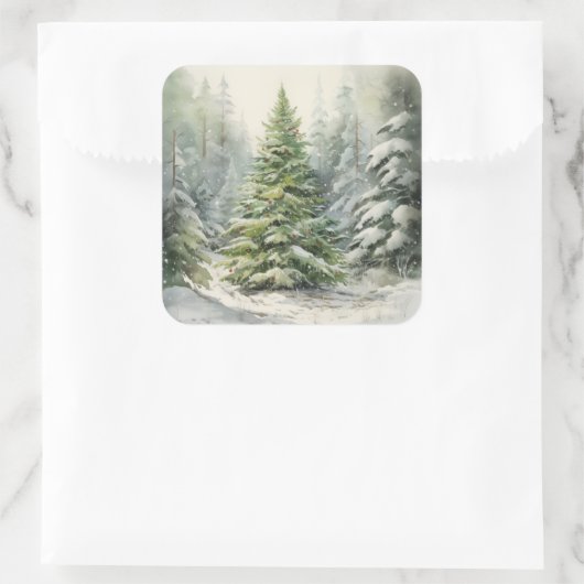 Rustikaler Weihnachtsbaum Quadratischer Aufkleber (Tasche)