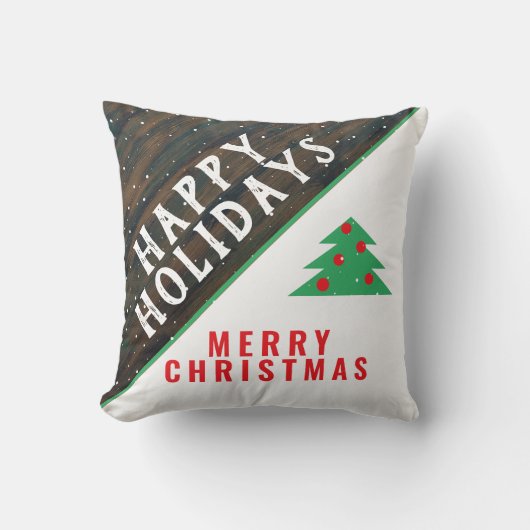 Rustikaler Weihnachtsbaum Roter Grüner Feiertag Kissen (Vorderseite)