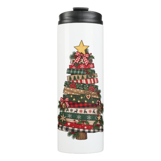 Rustikaler Weihnachtsbaum Thermosbecher (Vorderseite)