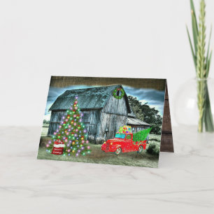 Rustikaler Weihnachtsbaum Truck Weihnachtsbaum auf Feiertagskarte