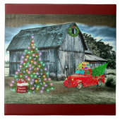 Rustikaler Weihnachtsbaum Truck Weihnachtsbaum auf Fliese (Vorderseite)