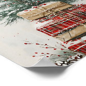 Rustikaler Weihnachtsbaum und Karierter Geschenkst Poster (Ecke)
