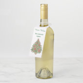 Rustikaler Weihnachtsbaum Wasserfarbe Flaschenanhänger (Angewinkelt)