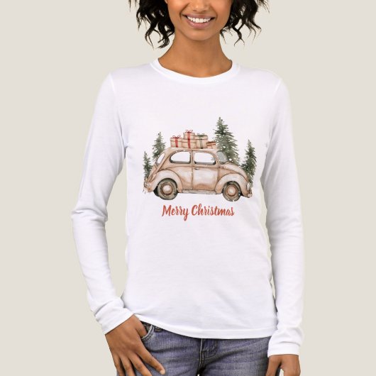 Rustikaler Weihnachtsbaumwagen  Tri-Blend Shirt (Vorderseite)