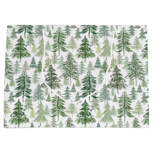 Rustikaler Weihnachtsbaumwald in Sage Green Große Geschenktüte (Vorderseite)