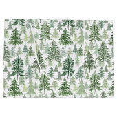 Rustikaler Weihnachtsbaumwald in Sage Green Große Geschenktüte (Rückseite)