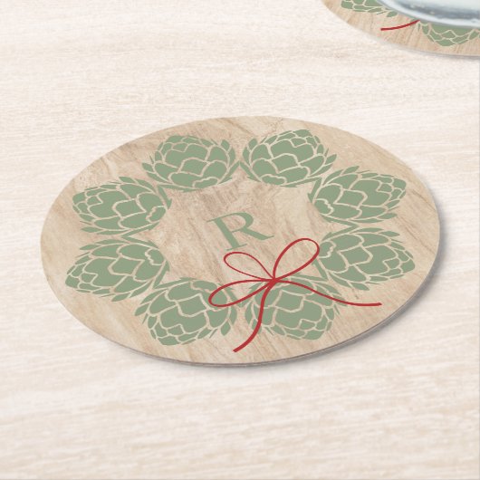 Rustikaler Weihnachtsbierhops Untersetzer (Angewinkelt)