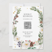 Rustikaler Weihnachtsblumen-Monogramm-QR-Code-Hoch Einladung (Rückseite)