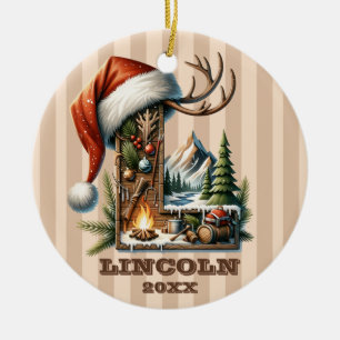 Rustikaler Weihnachtsbrief L mit gemütlicher Winte Keramik Ornament