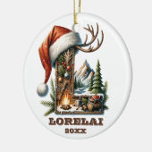 Rustikaler Weihnachtsbrief L Personalisiertes Wint Keramik Ornament (Links)