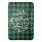 Rustikaler Weihnachtsbüffalo Karierter Familiennam Badematte (Vorderseite Vertikal)