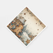 Rustikaler Weihnachtsdorf-Mann aus Lebkuchen Serviette (Ecke)