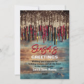 Rustikaler Weihnachtsfeiertag Roter Glitzer Feiertagskarte (Vorderseite)