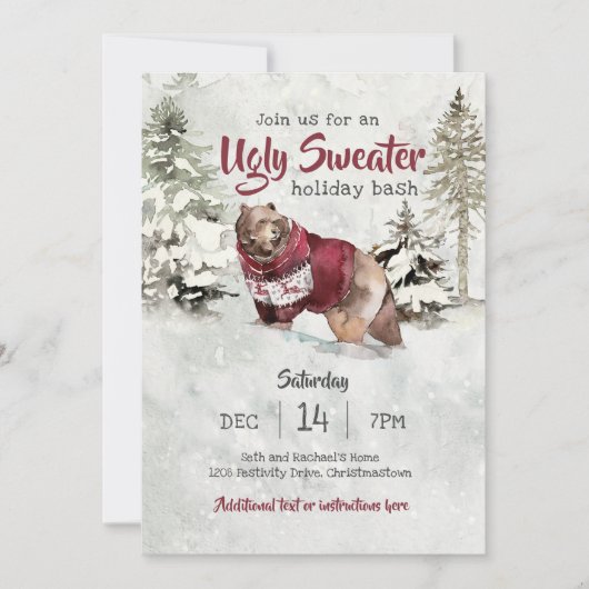 Rustikaler Weihnachtsfeiertag Ugly Sweater Party Einladung (Vorderseite)