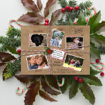 Rustikaler Weihnachtsfest Kraft Papier 5 Foto Feiertagskarte<br><div class="desc">Rustikaler Charme mit dieser 5-Foto-Urlaubskarte "Geschenke der Jahreszeit". Der Hintergrund ist als Geschenk oder Verpackung konzipiert und weist einen braunen, texturierten Effekt auf Kraftpapier auf. Roter und weißer Zwirn kreuzen das Paket, mit Heiligem und einem in der Mitte zentrierten Tag. Das Etikett lautet "Mögen die Geschenke der Saison während des...</div>