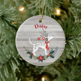 Rustikaler Weihnachtsfest mit Antlers & Greenery D Keramik Ornament