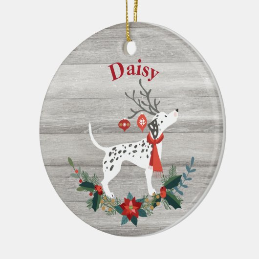Rustikaler Weihnachtsfest mit Antlers & Greenery D Keramik Ornament (Links)