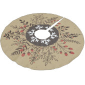 Rustikaler Weihnachtsfest mit floraler Schneeflock Polyester Weihnachtsbaumdecke (Schrägansicht)