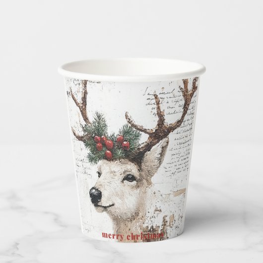 Rustikaler Weihnachtsfest Pappbecher (Rückseite)