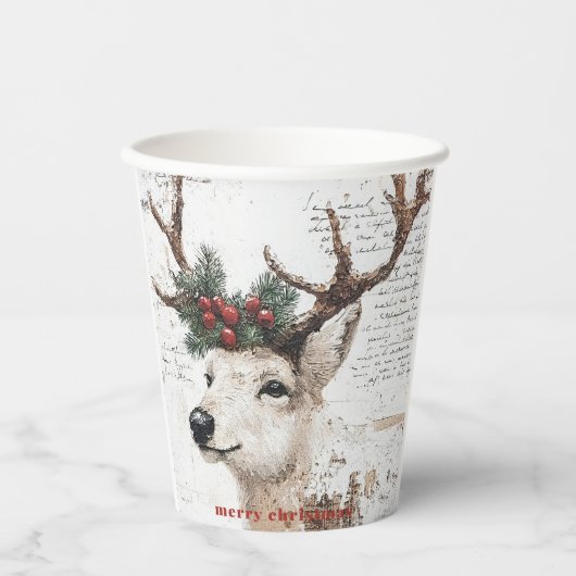 Rustikaler Weihnachtsfest Pappbecher (Vorderseite)