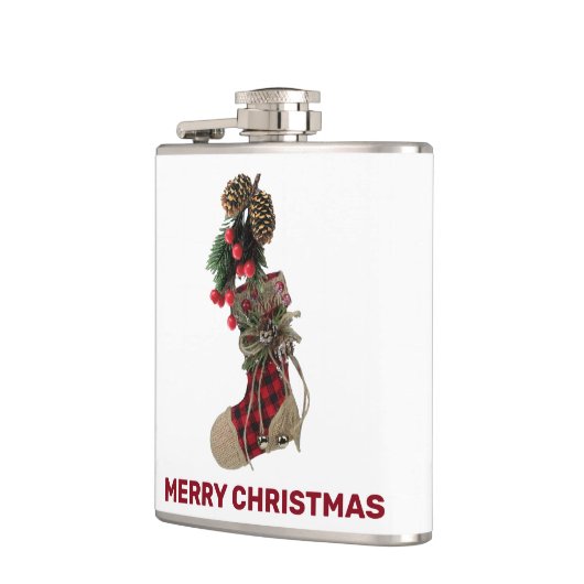 Rustikaler Weihnachtsgebäck Vinyl Wrapped Flask Flachmann (Links)