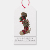 Rustikaler Weihnachtsgeschenk für Strumpf Geschenkanhänger (Vorderseite)