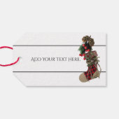 Rustikaler Weihnachtsgeschenk für Strumpf Geschenkanhänger (Rückseite Horizontal)