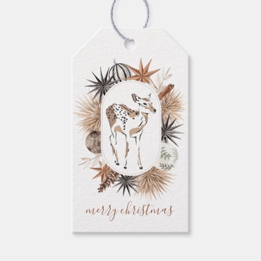 Rustikaler Weihnachtsgirlanden-Anhänger mit Hirsch Geschenkanhänger (Vorderseite)