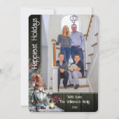 Rustikaler Weihnachtsgnome | Grünes Foto Feiertagskarte (Vorderseite)