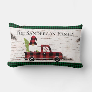 Rustikaler Weihnachtsgnome Red Truck Buffalo Karie Lendenkissen