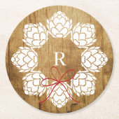 Rustikaler Weihnachtshops Bierwreath Monogram-Unte Runder Pappuntersetzer (Vorderseite)